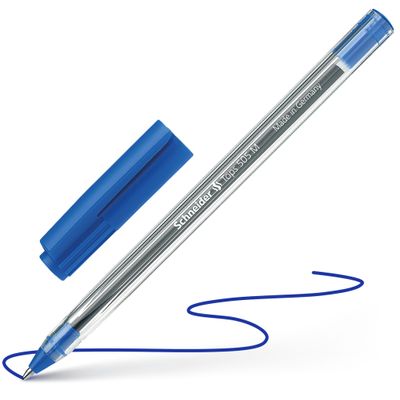 4004675004628-Schneider Tops 505 M- Stylo-bille - Bleu – Pointe Moyenne avec Corps Transparent et Capuchon Clip--0