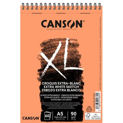 3148950018694-Canson XL Extra White - Bloc dessin croquis - 60 feuilles - 90 gr - blanc--0