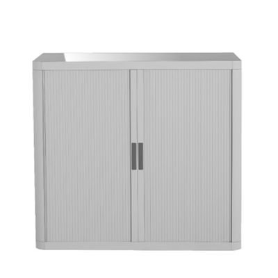3660141929140-Armoire basse à rideaux EASY OFFICE - 110 x 104 x 41,5 cm - Corps et rideaux gris - Poignée anthracit--0