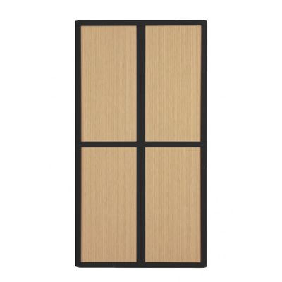 3660141930320-Armoire haute à rideaux EASY OFFICE - 110 x 204 x 41,5 cm - Corps et poignée noir - Rideaux imitation--0
