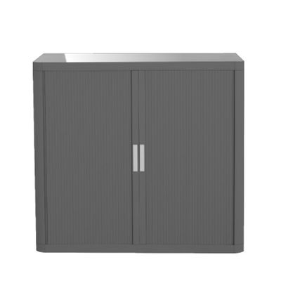 3660141932218-Armoire basse à rideaux EASY OFFICE - 110 x 104 x 41,5 cm - Corps et rideaux anthracite - Poignée gri--0
