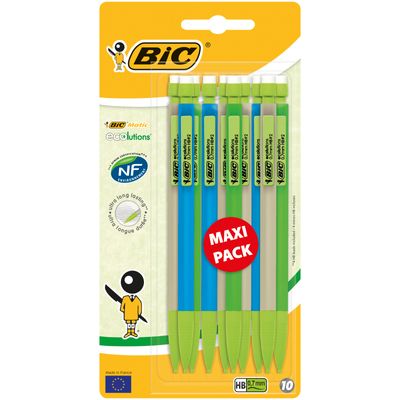 3086123218611-BIC Matic ECOlutions - Pack de 10 porte mines - HB - 0,7 mm - avec gomme--0