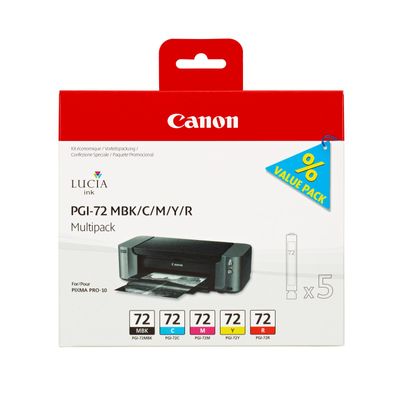 4960999974200-Canon PGI-72 - Pack de 5 - noir mat, cyan magenta, jaune, rouge - cartouche d'encre originale--0