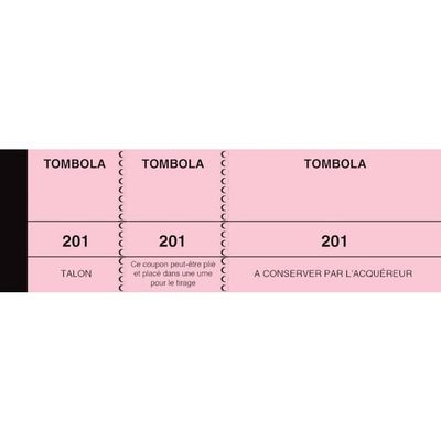 2012348486673-ELVE - Bloc tombola 3 volets de 100 tickets - 50 x 150 mm - numéroté - rose--0