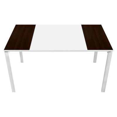 3660141220230-Table de réunion EASYDESK - L220 x P114 x H75 cm - blanc/wengé--0