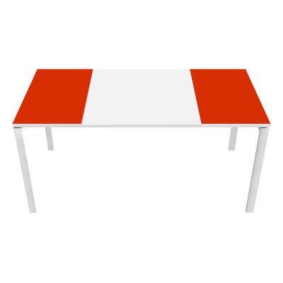 3660141250893-Bureau droit EASYDESK - L160 x P80 cm  - Blanc/rouge--0