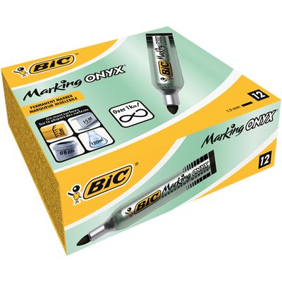 3086123010000-BIC ONYX 1482 - Pack de 12 marqueurs permanents - pointe ogive - noir--0