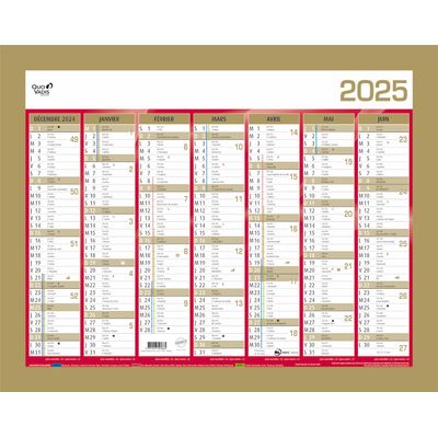 3371017525365-Quo Vadis - Calendrier bancaire 7 mois par face - 33 x 43 cm - or--0