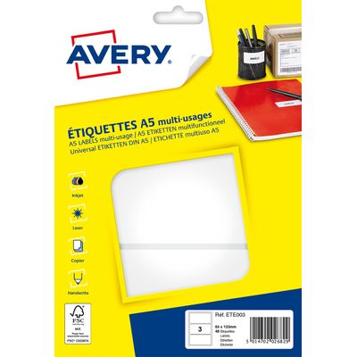 5014702026829-Avery - Etui A5 - 48 Étiquettes multi-usages blanches - 64 x 133 mm - réf ETE003--0
