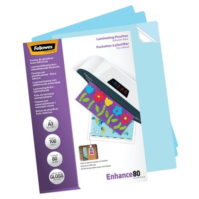 0077511530234-Fellowes - 100 pochettes de plastification A3 (303 x 426 mm) - 80 microns - brillantes dos adhésif--4