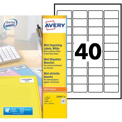 5014702000430-Avery - 1000 Mini Étiquettes multi-usages blanches - 45,7 x 25,4 mm - Impression laser - réf L7654-25--0