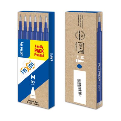 4902505525629-Pilot Frixion Ball - 6 Recharges pour rollers effaçables - 0,7 mm - bleu--1