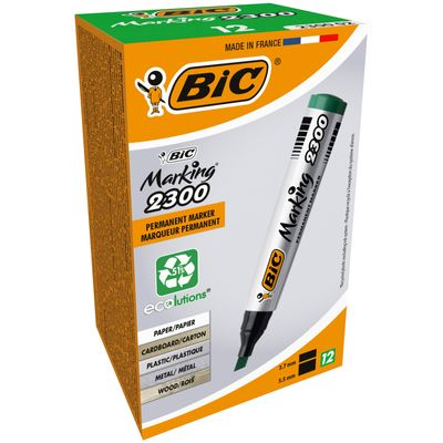 3086122300027-BIC MARKING 2300 - Pack de 12 marqueurs permanents - pointe biseau - vert--0