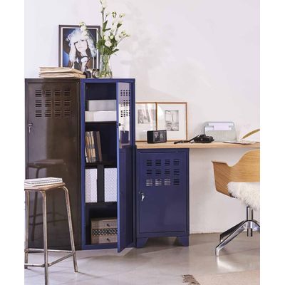 3219090958321-Casier de bureau avec pieds - 74 x 40 x 40 cm - bleu nuit nacré--3