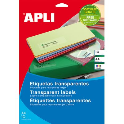 8410782109679-Apli Agipa - 210 Étiquettes adhésives transparentes - 63,5 x 38,1 mm - Impression jet d'encre - coins arro--0