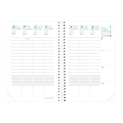 3371010426539-Agenda spiralé à élastique Time & Life Pocket - 1 semaine sur 2 pages - 10 x 15 cm - bleu métal - Q--1