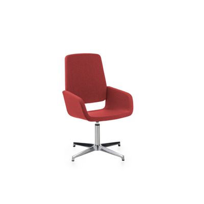 2012349446676-Chaise AITA - dossier haut - siège pivotant - pietement aluminium - tissu rouge--0