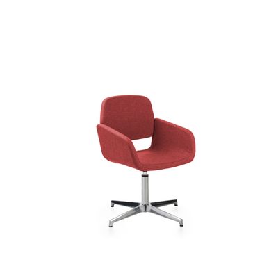 2012349446737-Chaise AITA - dossier bas - siège pivotant - pietement aluminium - tissu rouge--0