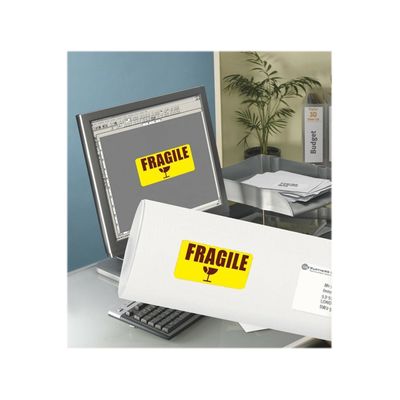 3266550263105-Avery - 350 Étiquettes amovibles jaune fluo - 99,1 x 38,1 mm - Impression laser - réf L7263Y-25--1