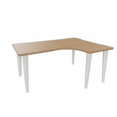 2012349455760-Bureau compact 90° à droite EVIDENCE - Pieds blancs - Plateau imitation chêne clair--0