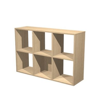 7331910014737-Bibliothèque modulaire MAXICOLOR - 6 cases - chêne clair --0