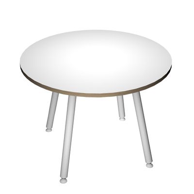 2012349510353-Table ronde - H74,4 cm - 100 cm - 4 pieds blanc - plateau blanc--0