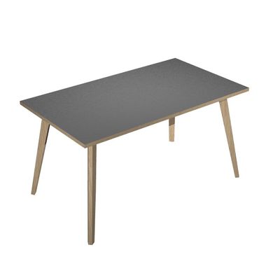 2012349512838-Bureau LEONARDO - 140 cm - Pieds bois - Anthracite chants chêne--0