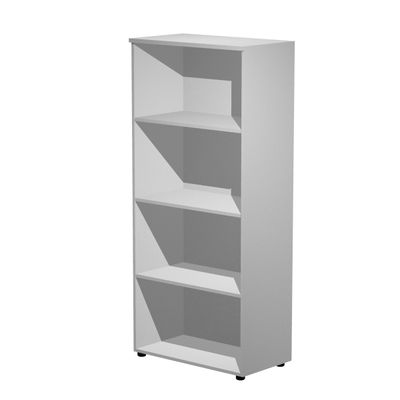 7331920002090-Bibliothèque haute Trend - L80xP44xH180 cm - 3 étagères - gris--0