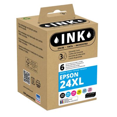8720282009721-Cartouche compatible Epson 24XL Eléphant - pack de 6 - noir, cyan, magenta, jaune, cyan clair, magenta--0