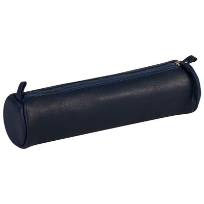 3329684101610-Clairefontaine - Trousse ronde - cuir teinté - bleu foncé--0