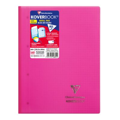 3037920048512-Clairefontaine Koverbook - Bloc de cours agrafé A4+ - 160 pages détachables perforées - petits carreaux (5x5 mm) - disponible dans diff--3