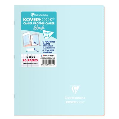3037929514810-Clairefontaine Koverbook Blush - Cahier polypro 17 x 22 cm - 96 pages - grands carreaux (Seyes) - disponible dans différentes--1
