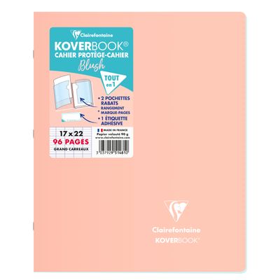 3037929514810-Clairefontaine Koverbook Blush - Cahier polypro 17 x 22 cm - 96 pages - grands carreaux (Seyes) - disponible dans différentes--2