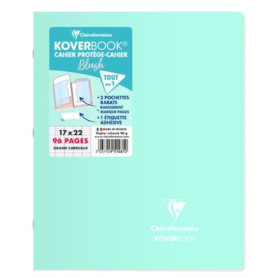 3037929514810-Clairefontaine Koverbook Blush - Cahier polypro 17 x 22 cm - 96 pages - grands carreaux (Seyes) - disponible dans différentes--4