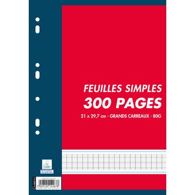 3020120142678-Cambridge - feuilles simples A4 - 300 pages - grands carreaux - perforées--0