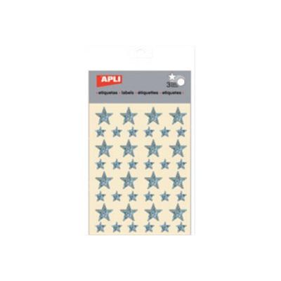 8410782118077-Apli - 3 feuilles gommettes étoile - hologramme argenté-Avant-0