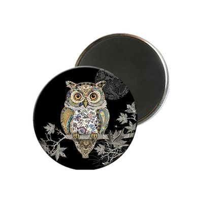 3700572716862-Kiub Bug Art - Magnet rond en verre - Chouette-Avant-0