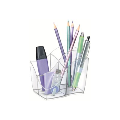 3462153401108-CEP Ellypse - Multipot à crayons 4 compartiments - cristal-Angle gauche-0