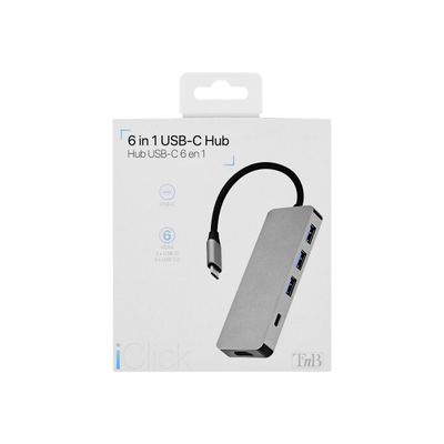 3303170099414-T'nB iClick 6 in 1 USB-C - station d'accueil 6 ports - HDMI, 3 USB 3.0, 2 USB-C-Avant-6