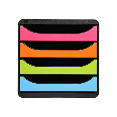 9002493423268-Exacompta BigBox - Module de classement 4 tiroirs - noir/arlequin-Avant-0