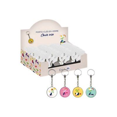 3700572751009-Kiub - Porte-clés en verre - Chats pop - différents modèles disponibles-Angle gauche-0