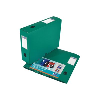 3045050357046-Oxford Memphis - Boîte de classement plastique - dos 80 mm - vert-Angle gauche-0