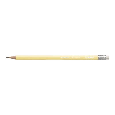 4006381553483-STABILO - Crayon à papier - HB - jaune pastel - embout gomme-Angle gauche-0
