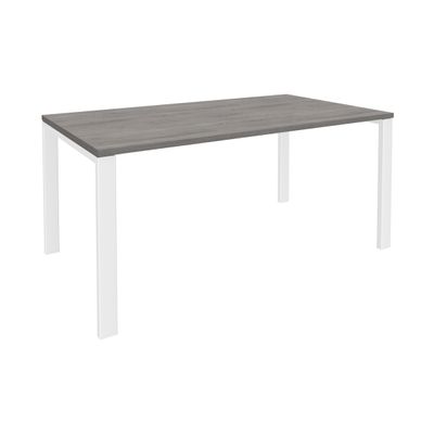 0404000120681-Bureau simple IRIS - L120 cm - Pieds blanc - plateau imitation Chêne gris--0
