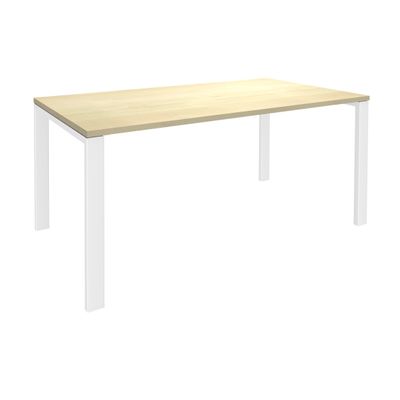 0404000120704-Bureau simple IRIS - L120 cm - Pieds blanc - plateau imitation Erable--0