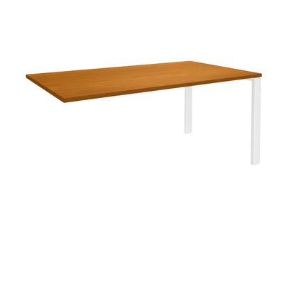 0404000121268-Bureau simple IRIS - L140 cm - Plan suivant - Pieds blanc - plateau imitation Merisier--0