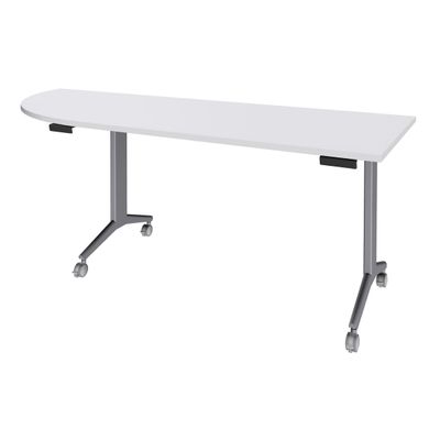 3253310160521-Table de réunion abattantes angle à gauche - L200 x P80 cm - pied alu - plateau blanc perle--0