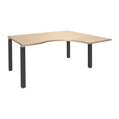 3253310164437-Bureau compact EXPRIM - L180 cm - Retour droite - Plateau imitation Chêne clair - Pieds carbone (Pieds de renfort obligatoire à rajou--0