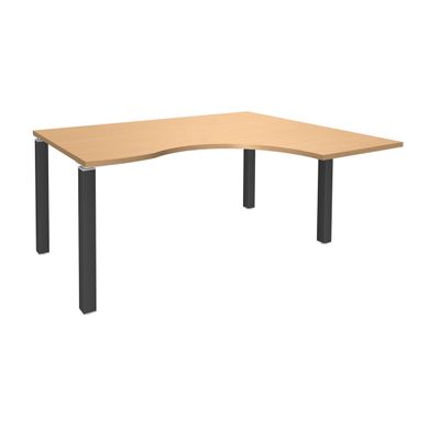 3253310164062-Bureau compact EXPRIM - L160 cm - Retour droite - Plateau imitation Hêtre - Pieds carbone (Pieds de renfort obligatoire à rajou--0