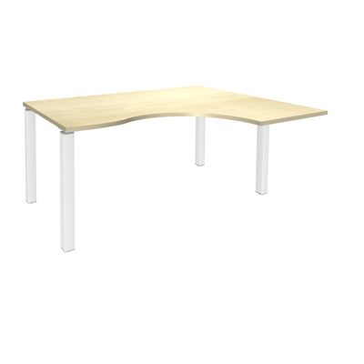 3253310164352-Bureau compact EXPRIM - L180 cm - Retour droite - Plateau imitation Erable - Pieds blanc (Pieds de renfort obligatoire à rajou--0